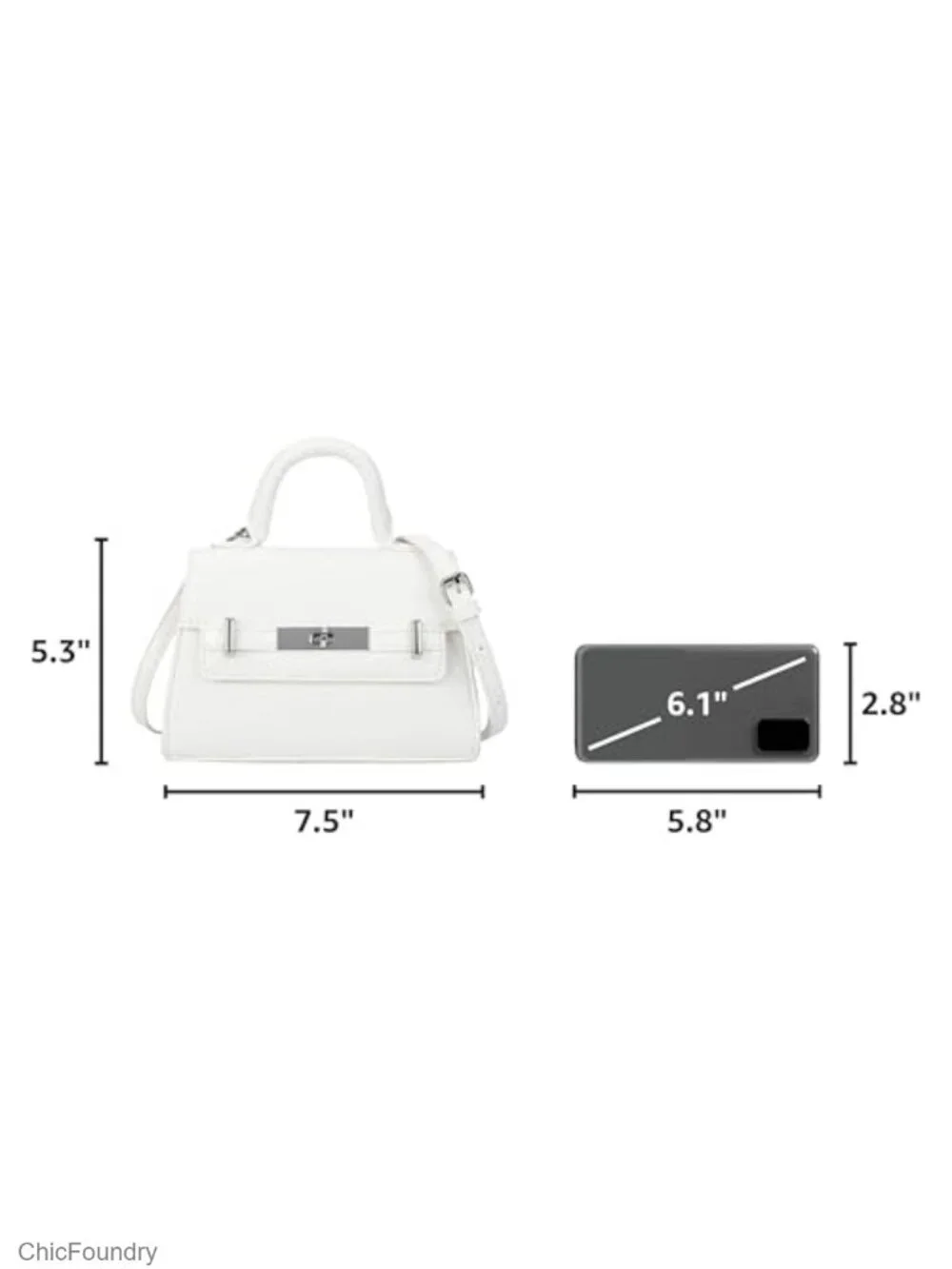 Vegan Leather Crossbody Bag with Top Handle, Fits Phone